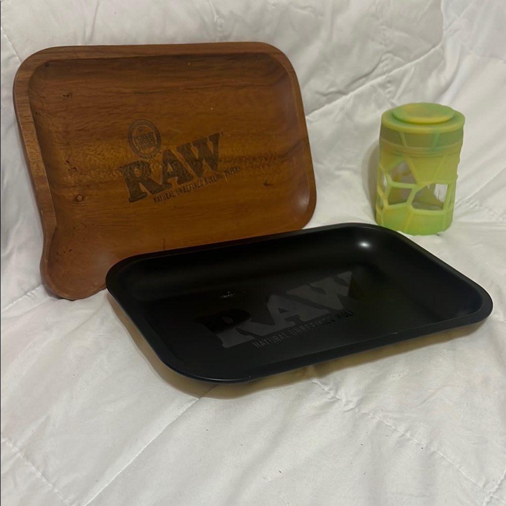 RAW Wooden and Black Metal Trays